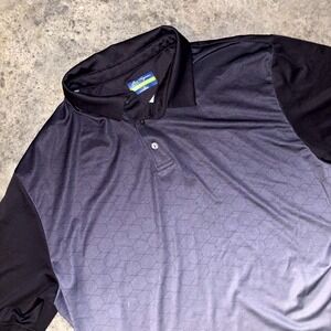 Ben Hogan Polo Shirt Mens XL Black Gray Ombre Hexagon Performance Golf Tennis